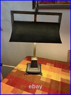 Vintage Adjustable Swivel Head Bronze Brass Desk Piano Lamp