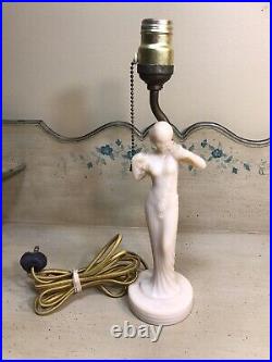 Vintage Aladdin Alacite Art Deco Lady Figurine Boudoir Electric Opalescent Lamp