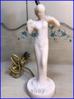 Vintage Aladdin Alacite Art Deco Lady Figurine Boudoir Electric Opalescent Lamp