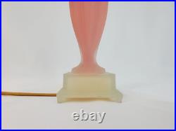 Vintage Aladdin Alacite Glass Boudoir Lamp Art Deco Pink