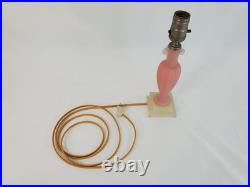 Vintage Aladdin Alacite Glass Boudoir Lamp Art Deco Pink