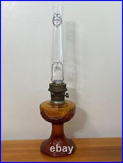 Vintage Aladdin Model 23 Kerosene Lamp Amber Glass withOriginal Shade, 24 1/2 T