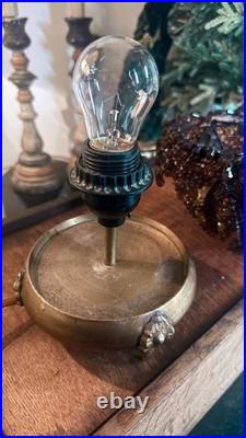 Vintage Amber Beaded Boudoir Lamp. Art Deco Brass Base. Handmade Bead Shade