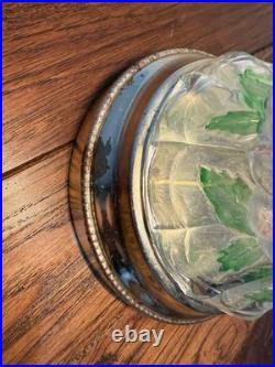 Vintage Anna Hutte Bleikristall Floral Glass Banker's Style Desk Lamp RARE 12