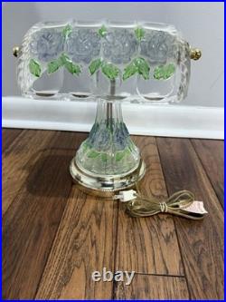 Vintage Anna Hutte Bleikristall Floral Glass Banker's Style Desk Lamp RARE 12