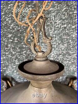 Vintage Antique 1930s Ceiling Light Fixture Pendant Chandelier Art Deco Brass