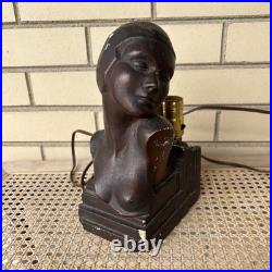 Vintage Antique 20s 30s Art Deco Woman Bust Lamp Chalkware