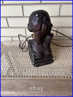 Vintage Antique 20s 30s Art Deco Woman Bust Lamp Chalkware