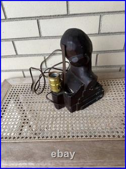 Vintage Antique 20s 30s Art Deco Woman Bust Lamp Chalkware