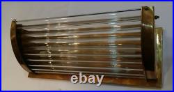 Vintage Antique Art Deco Brass & Glass Rod Ship Light Fixture Wall Sconces Lamp