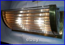 Vintage Antique Art Deco Brass & Glass Rod Ship Light Fixture Wall Sconces Lamp