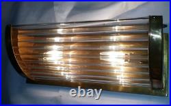 Vintage Antique Art Deco Brass & Glass Rod Ship Light Fixture Wall Sconces Lamp