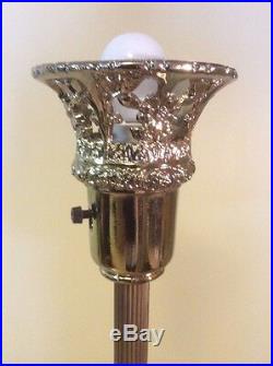 Vintage Antique Art Deco Brass Metal Floor Lamp Torchier Lady Athena Base Mod De