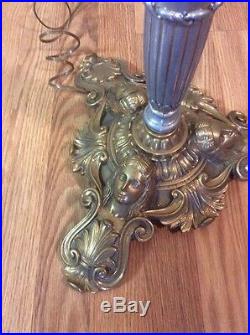 Vintage Antique Art Deco Brass Metal Floor Lamp Torchier Lady Athena Base Mod De