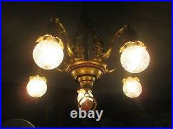 Vintage Antique Art Deco Chandelier Lamp 5 Light Fixture