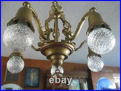 Vintage Antique Art Deco Chandelier Lamp 5 Light Fixture