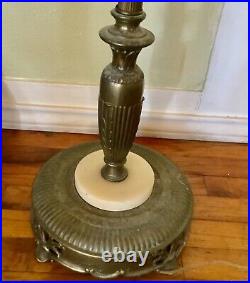 Vintage Antique Art Deco Floor Lamp Torchiere Brass & Marble Base
