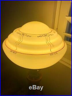 Vintage Antique Art Deco Glass Light Lamp Shade And Fitting