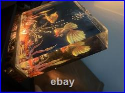 Vintage Antique Art Deco Lucite Aquarium Fish Lamp
