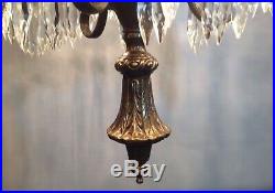 Vintage Antique Art Deco Nouveau Palm Frond Crystal Filigree Chandelier 6 Lamp