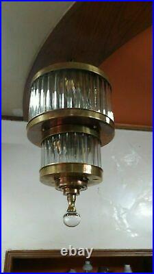 Vintage Antique Art Deco Ship Glass Rod Ceiling Fixture 6 Light Chandelier Lamp