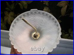 Vintage Antique Art Deco Skyscraper Frosted Glass Lamp 12