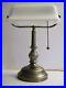 Vintage_Antique_Brass_14_Bankers_Library_Desk_Lamp_Frosted_White_Glass_Shade_01_ez