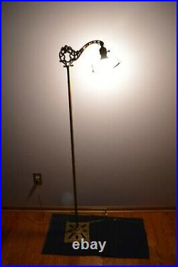 Vintage Antique Cast Wrought Iron Bridge Arm Decorative Floor Lamp