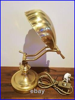 Vintage Antique Clam Shell Brass Desk Table Lamp Art Deco