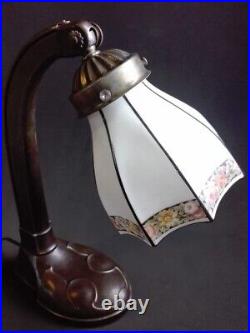 Vintage Antique Desck lamp table lamp light art deco opaline Shade Checoslovakia