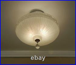 Vintage Antique Glass Semi Flush Ceiling Light Lamp Fixture Art Deco Chandelier