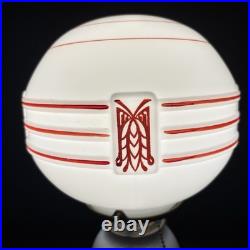 Vintage Antique J. C. Virden Milk Glass Red Stencil Art Deco Globe Light Lamp