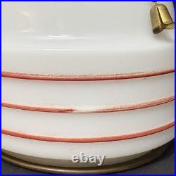 Vintage Antique J. C. Virden Milk Glass Red Stencil Art Deco Globe Light Lamp