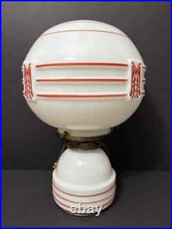 Vintage Antique J. C. Virden Milk Glass Red Stencil Art Deco Globe Light Lamp