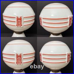 Vintage Antique J. C. Virden Milk Glass Red Stencil Art Deco Globe Light Lamp