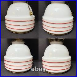 Vintage Antique J. C. Virden Milk Glass Red Stencil Art Deco Globe Light Lamp