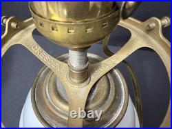 Vintage Antique J. C. Virden Milk Glass Red Stencil Art Deco Globe Light Lamp