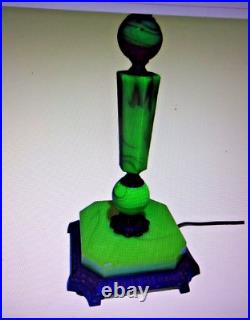 Vintage Antique Jadeite Glass Art Deco Table Lamp. J. J. Braze & Co. N. Y. C