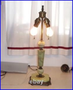 Vintage Antique Jadeite Glass Art Deco Table Lamp. J. J. Braze & Co. N. Y. C