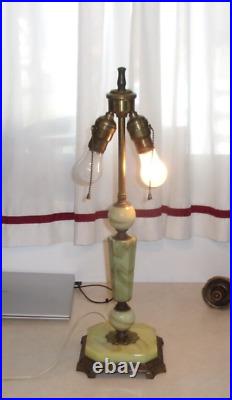 Vintage Antique Jadeite Glass Art Deco Table Lamp. J. J. Braze & Co. N. Y. C