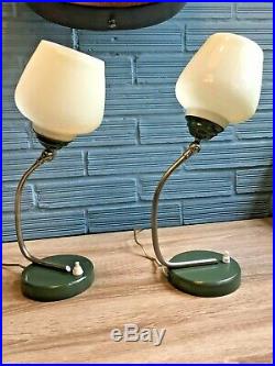 Vintage Antique Pair Art Deco Style Table Lamp Mid Century Design Bedside Light