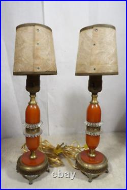 Vintage/Antique Pair Indulite NY Bakelite/Catalin Table Lamps Art Deco Pat Pend