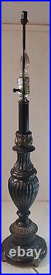 Vintage Antique Solid BRASS Table Lamp Flame Tipped Design Art Deco No Shade