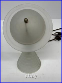 Vintage Art Deco 1939 Worlds Fair Frosted White Glass with Red Saturn Lamp