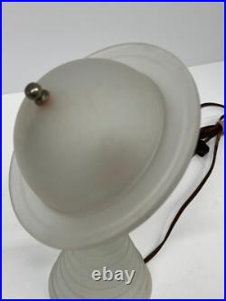Vintage Art Deco 1939 Worlds Fair Frosted White Glass with Red Saturn Lamp