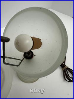 Vintage Art Deco 1939 Worlds Fair Frosted White Glass with Red Saturn Lamp