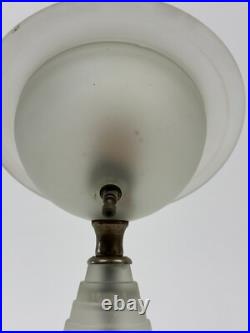 Vintage Art Deco 1939 Worlds Fair Frosted White Glass with Red Saturn Lamp