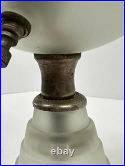 Vintage Art Deco 1939 Worlds Fair Frosted White Glass with Red Saturn Lamp