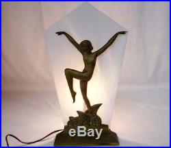 Vintage Art Deco/Art Nouveau Nude Lamp withOpaque Glass Back Light 12.75