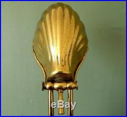 Vintage Art Deco Attractive Brass Desk Table Lamp Light Base Scallop Clam Shell